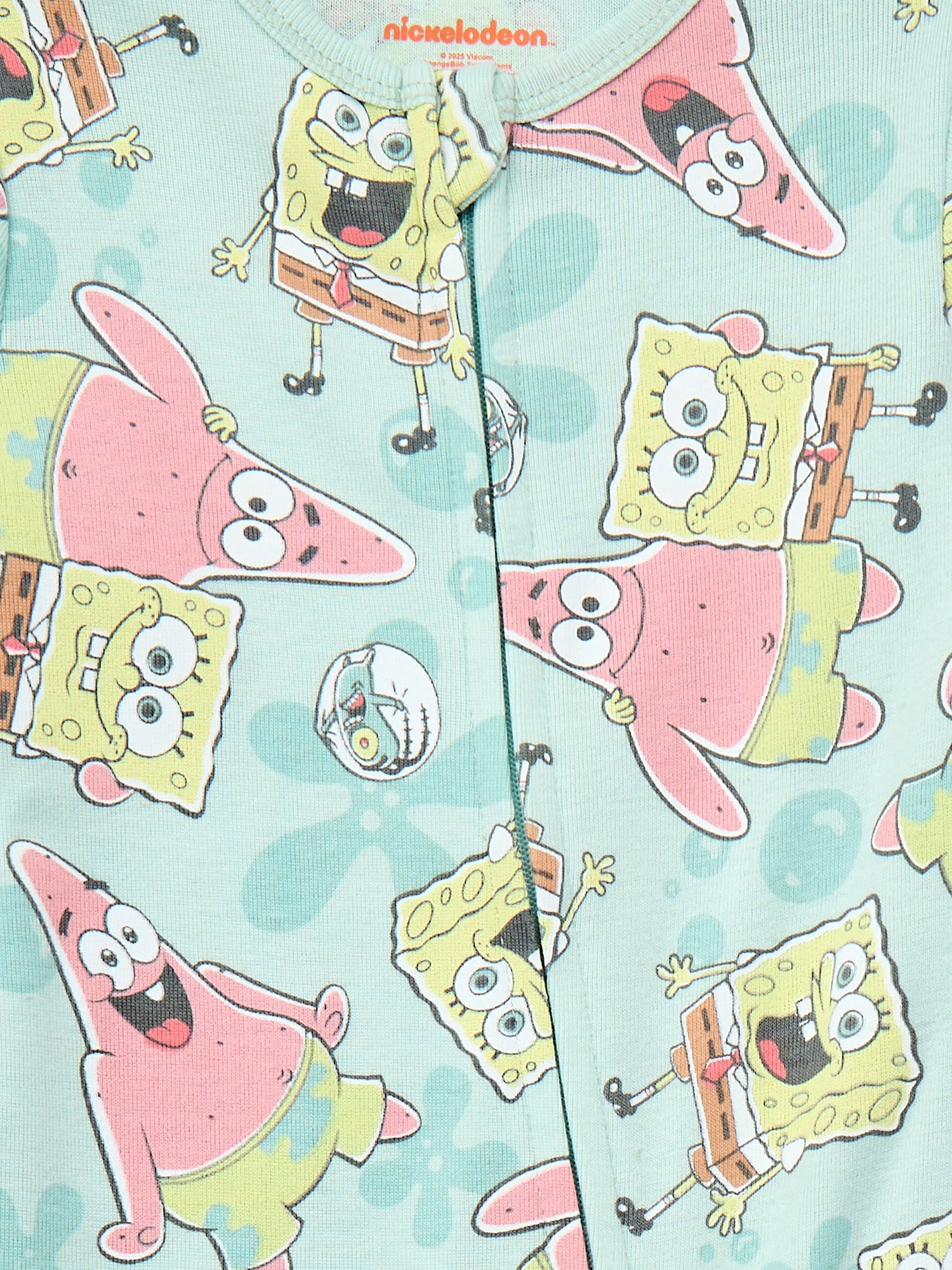 SpongeBob SquarePants Baby Boys or Girls Two-Way Zip Front Footed Pajama One-Piece, Sizes 0-6/9M