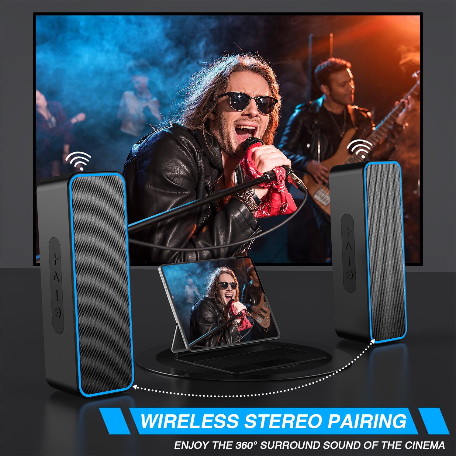 HL Bluetooth Speakers, 20W IPX7 Waterproof Speaker Wireless Bluetooth-V5.0, HiFi Stereo Sound, 1000mins Playtime, Portable Speaker for Home, Outdoor, Party