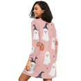 thumbnail image 2 of FORMRS Womens Long Sleeve Nightgowns Crew Neck Sleep Shirt Soft Pajamas Sizes S-3XL, Pink Cartoon Halloween, 2 of 8
