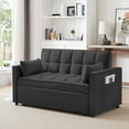 thumbnail image 3 of 3 in 1 Sleeper ,55" Modern Velvet Convertible Pull Out Bed, Loveseat with 2 Toss Pillows and Adjustable Backrest for ,Black, 3 of 8