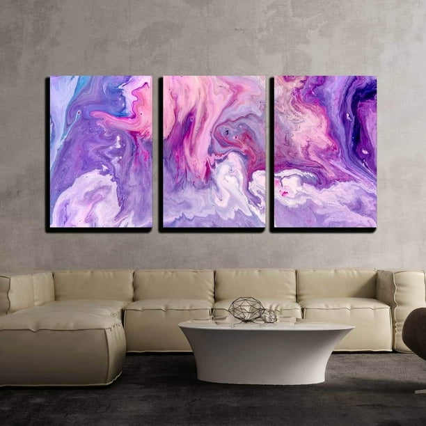 wall26 3 Piece Canvas Wall Art Abstract Purple Paint Background