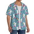 thumbnail image 2 of Sikiie Rabbit And Rainbow Men's Wrinkle Free Untucked Cuban Shirt Business Casual Button Down Shirts Short Sleeve ShirtLarge, 2 of 5