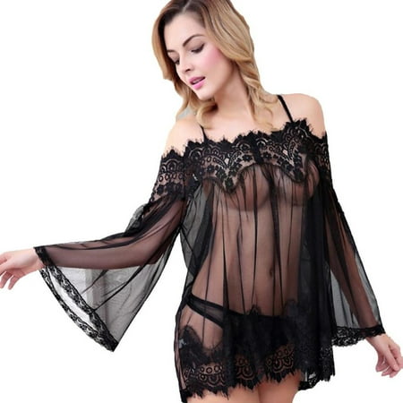 

Plus Size Sexy Lingerie V-Neck Lingerie Satin Lace Chemise Nightgown Nylon Spandex Women Panties Teddy Babydoll Strappy Bra Panty Set Sheer Floral Lace Pajamas Lingerie Set Nightwear
