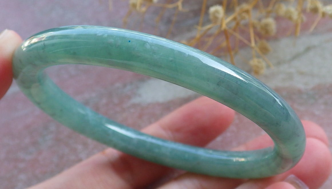 Icy Green Natural A JADE Jadeite Circle Bangle Bracelet 58 mm 683879 TN