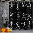 thumbnail image 3 of Touchbetter Halloween Shower Curtain, Cartoon Funny Skull Skeleton Dancing Bathroom Curtain Halloween Party Retro Bath Curtain Waterproof Fabric Machine Washable with 12 Hooks, 72"X84", 3 of 6
