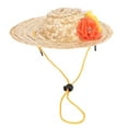 thumbnail image 1 of Gorro de paja para mascotas con flores coloridas para decoraciones de disfraces de fiesta(L), 1 of 8