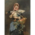 thumbnail image 2 of Daniel Hernández Morillo 11x14 Gold Ornate Wood Frame and Double Matted Museum Art Print Titled - Girl with Duck (The Duck Girl) (1887), 2 of 4