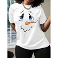 thumbnail image 2 of Women's Funny Cartoon Long Nose Emoticon Print Crew Neck T-Shirt, Casual Short-Sleeved Round Neck Top for All Seasons, Polyester, Expression Print, 2 of 7