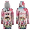 thumbnail image 3 of Hello Valentine’s Day Scottish Fold Flower Crown Romantic Pink Floral All Over Print 3D Hooded Duffle Toggle Coat Cat Lover Kitten Owner Gifts - 00031, 3 of 6