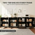 thumbnail image 3 of Rattan Sideboard Buffet Cabinet, Boho Accent Storage Cabinet, 4 Doors Console Table Coffee Bar with Power Outlet, Adjustable Shelves for Kitchen, Dining Room, Hallway, Living Room (Black_1), 3 of 8