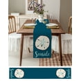 thumbnail image 3 of Table Runner Dresser Scarves 70 Inch Long, Seaside Coastal Beach Conch Linen Dining Table Runners Sea Shell on Blue Tabletop Scarf for Wedding Holiday Party Kitchen, 3 of 7