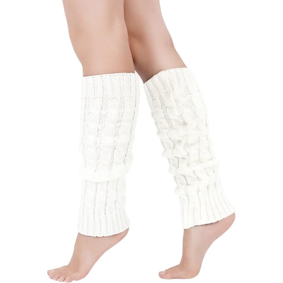 Leg Warmers Cable Knit for Ballet Dance Figure Skating Yoga Party Neon Long Socks