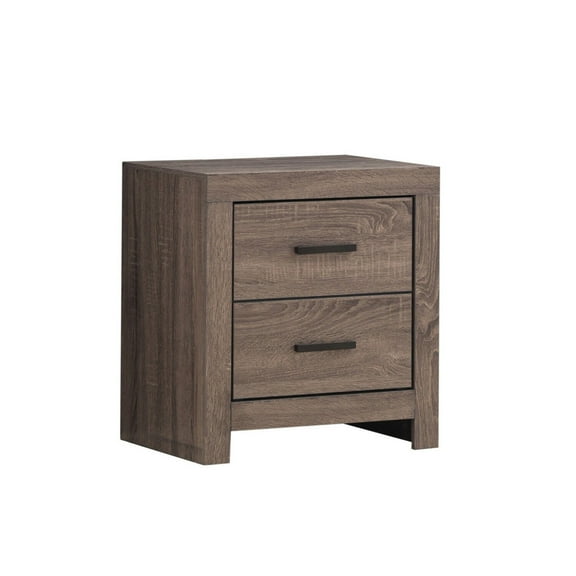 2 Drawer Nightstand with Metal Bar Pulls Brown