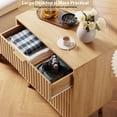 thumbnail image 4 of QinaQin Buró o cómoda acanalada de 3 cajones con jaladeras y patas doradas, diseño moderno para recámara, sala, pasillo o entrada, 4 of 8