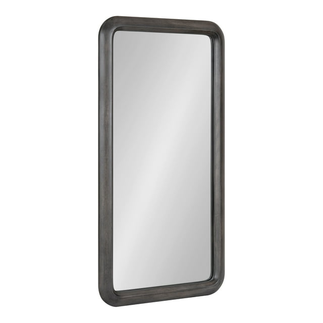 Kate and Laurel Pao Modern Rounded Rectangular Wall Mirror, 17 x 32, Gray, Decorative Industrial Tall Wood Mirror with Radius Corners for Vertical or Horizontal Display
