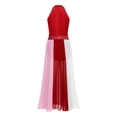 thumbnail image 6 of Aislor Women Lyrical Dance Rhinestone Sleeveless Contemporary Dancewear Mesh Split Long Dress Burgundy S, 6 of 6