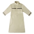 thumbnail image 2 of EnJoCho Boys Arabic Thobe Solid Long Sleeve Musli𝗆 Kaftan Robe Crew Collar Button Islami𝖼 Ramadan Eid Outfit Traditional 𝖢ostume, 2 of 9