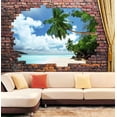 thumbnail image 2 of Wall26 - Large Wall Mural - Tropical Seascape Viewed Through a Broken Brick Wall | 3D Visual Effect Self-Adhesive Vinyl Wallpaper/Removable Modern Decorating Wall Art - 66" x 96", 2 of 6