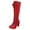 Red, variant on Knee High Boots Women Trendy Leather Elegant Dress Lace up Fall Winter Tall Boots Casual Zipper High Heels