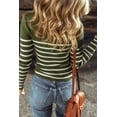 thumbnail image 3 of FOLUNSI Green Stripe Henley Sweater - Stylish, Comfortable, & Versatile!, 3 of 8