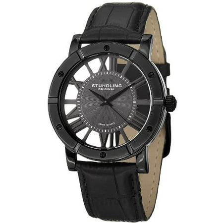Winchester Mens Black Watch - Swiss Quartz Analog Date Wrist Watch for Men - Black IP Stainless Steel Mens Designer Watch with Black Genuine Leather Strap