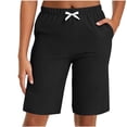 thumbnail image 5 of Summer Pants for Women,Womens Casual Summer Shorts Bermuda Wide Leg Knee Length Elastic Waisted Lightweight Comfy Lounge Short with Pocket, 5 of 7
