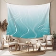 thumbnail image 2 of Aqua Blue Geometric Tapestry for Bedroom Wall Hanging Tapestry, Modern White Stripe Distortion Art Ceiling Backdrop Tapestries Poster Blanket Wall Decor for Teens Room Living Room Dorm 55" x 73", 2 of 8