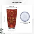thumbnail image 4 of Año de la serpiente 2025 Feliz Año Nuevo chino 2025 Vaso de acero inoxidable Taza de café de viaje de 20 oz Taza térmica portátil con tapas, 4 of 7