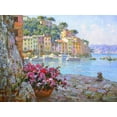thumbnail image 2 of Obuchovsky, Yury 14x12 Gold Ornate Wood Framed with Double Matting Museum Art Print Titled - Flowers in Portofino, 2 of 4