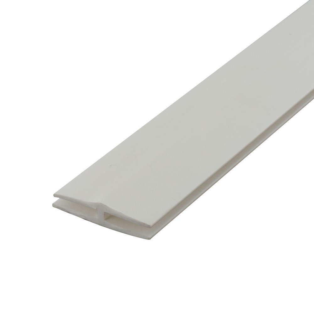 Outwater Plastic H Channel Fits Material 1/8 Inch Thick White Styrene