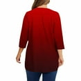 thumbnail image 5 of Royisotas Gradient Color Women's Plus Size Tops 3/4 Sleeve Wine Summer Casual TShirts Loose Oversized Crew Neck Shirts Plus Size, 5 of 5