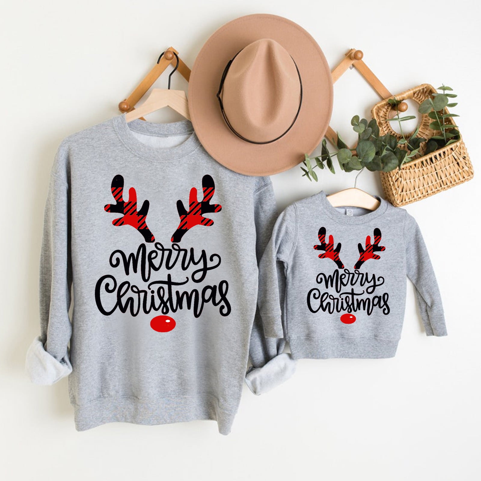 Mommy and Me Matching T-Shirt Letters Print Long Sleeve Pullover Sweater Tops Blouse Family Fall Outfit 