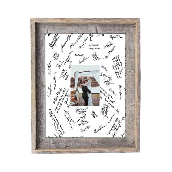 BARNWOODUSA 18x24 Wedding Guest Signature Frame s 8x10 Photo with White Mat for Autographs Wedding, Graduations, Birthday, Retirement