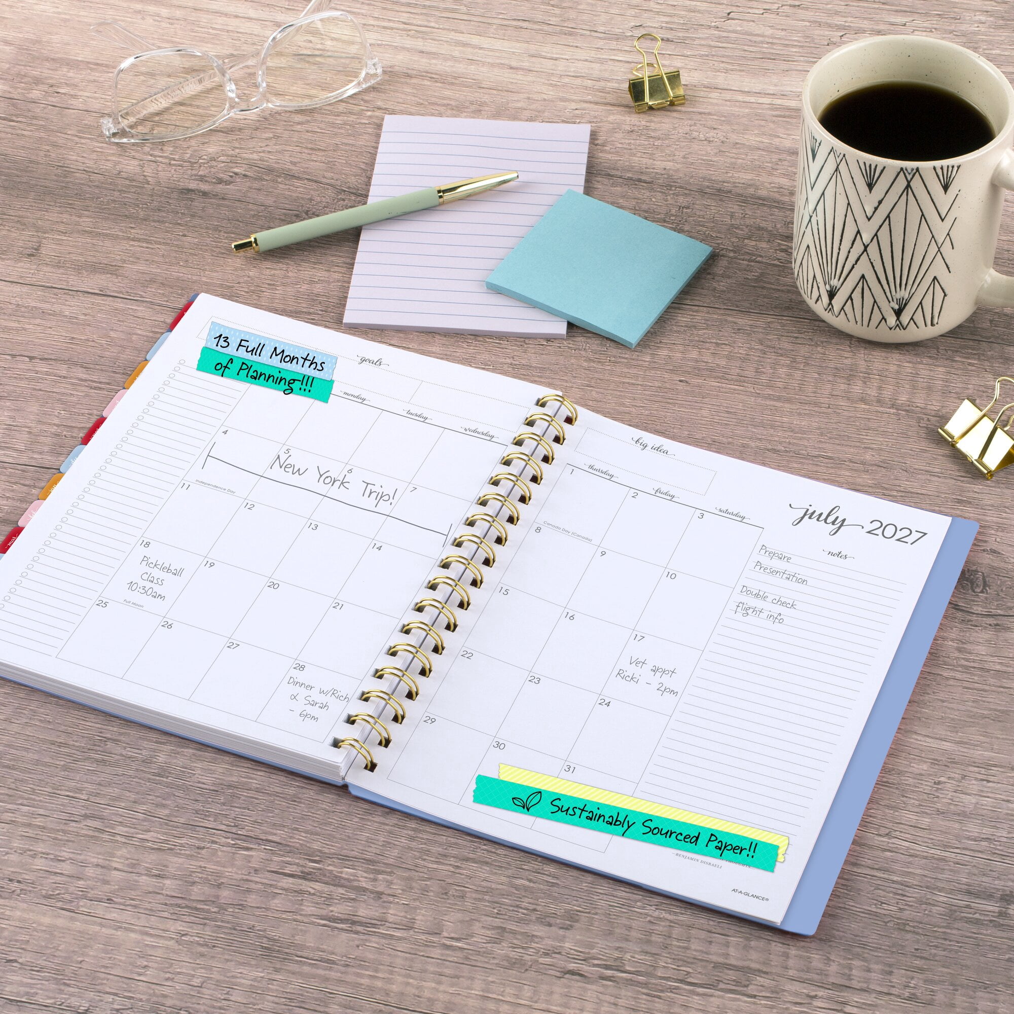 AT-A-GLANCE Harmony Academic 2026-2027 Weekly Monthly Planner Blue Aura Medium 7