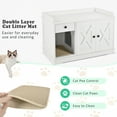 thumbnail image 5 of Cat Litter Box Enclosure, Litter Box Furniture Hidden with Cat Litter Mat, Indoor Cat House with Storage Drawer Side Table, Farmhouse Style Cat Box Cabinet for Living Room, White, 5 of 13