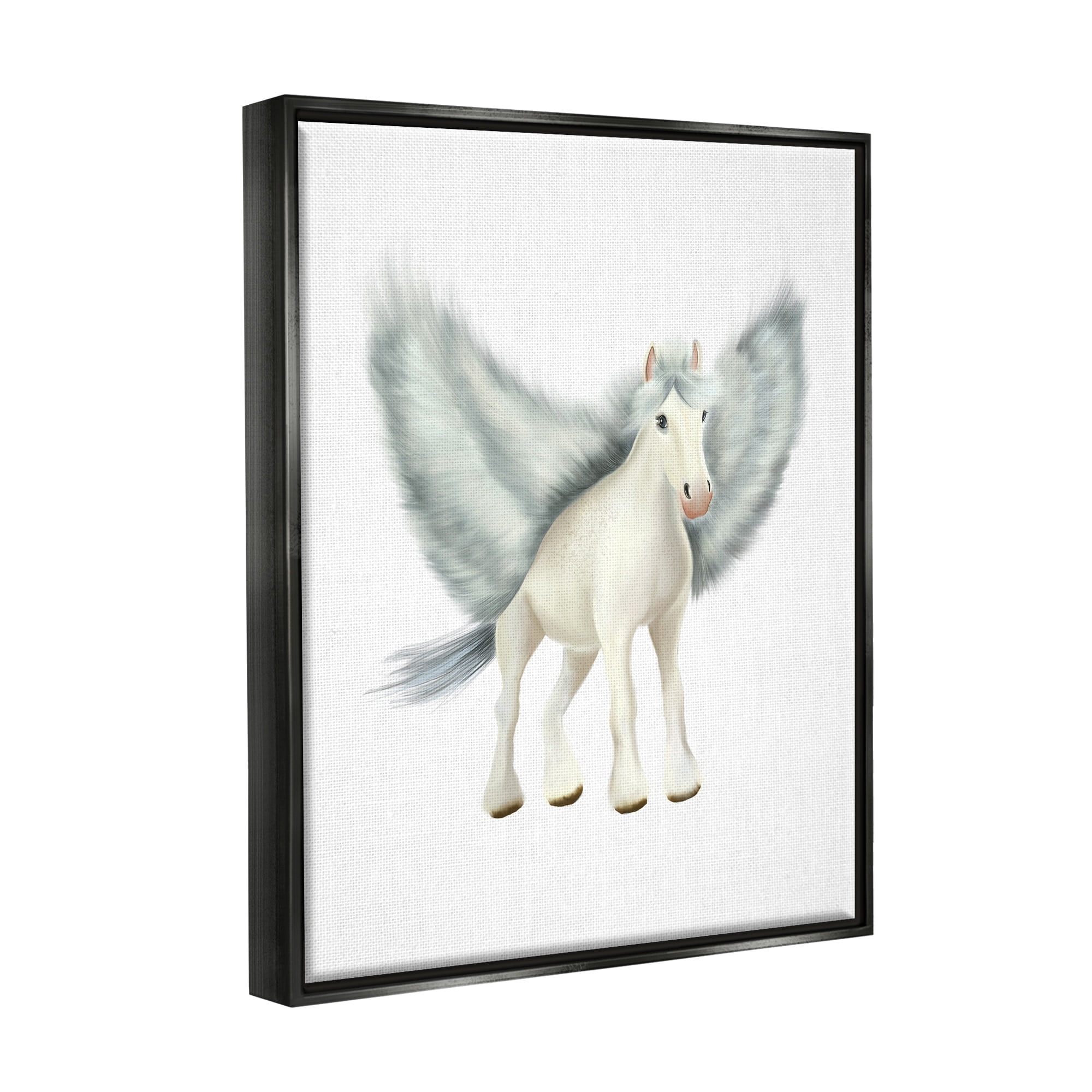 Stupell Industries Mythical Pegasus Creature Flying Horse Fantasy Painting Painting Metallic Gold Floating Framed Canvas Print Wall Art, Design by Studio Q