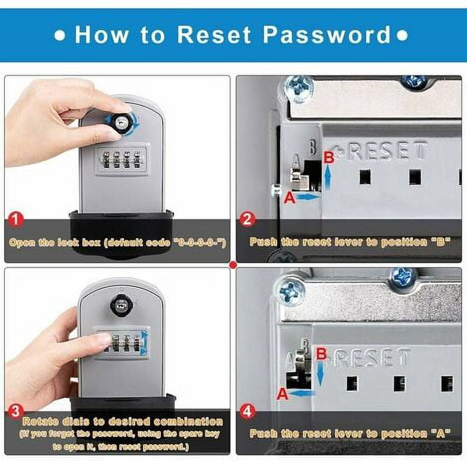 Secure Large Key Box with Code and Emergency Keys, Wall-Mounted Key Box with Exterior Protective Cover for Factory, Car, Garages (Gray) Sarapandan