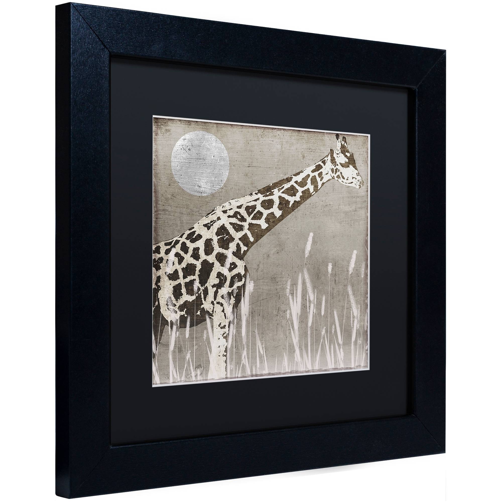 Trademark Fine Art "Moon Giraffe" Canvas Art by Color Bakery Black Matte, Black Frame