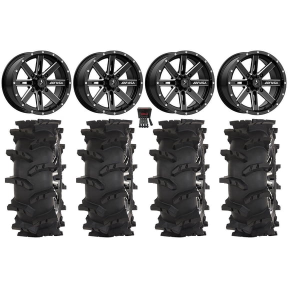 MSA Boxer 15" Wheels Milled 32" Outlaw Max Tires Sportsman RZR Ranger