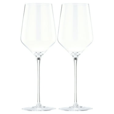 White Wine Glasses - Hand Blown Crystal Wine Glasses - Set of 2 Long Stem Wine Glasses, 100% Lead Free Premium Crystal - Gift for Wedding, Anniversary, Christmas - 13 oz, Clear