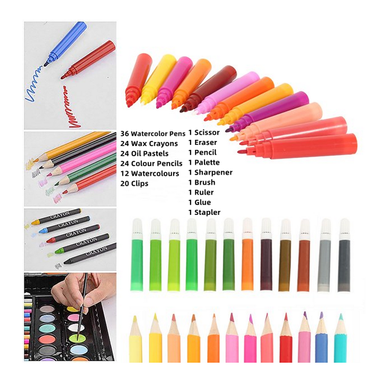 GoXteam Art Set, 150 PCS Art Supplies, Coloring Drawing Painting kit, Markers  Crayons Colour Pencils, Gift for Kids Teens Boys Girls (Black) 