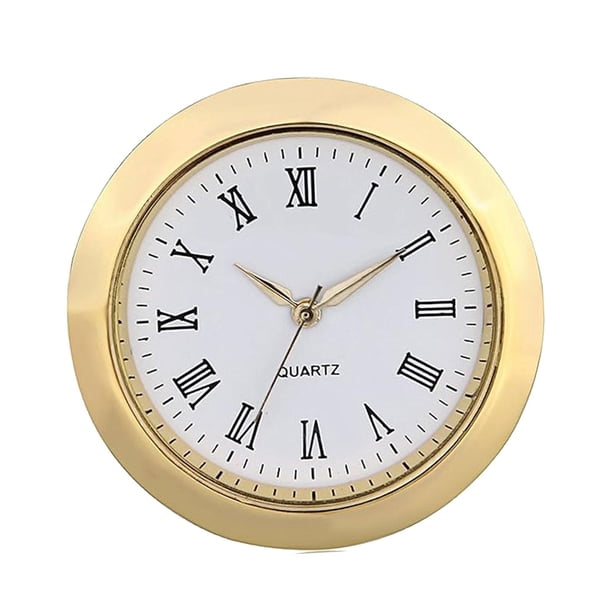 Mini reloj de inserción redondo, reloj colgante, reloj de reemplazo para el hogar, con marco dorado