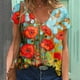 thumbnail image 2 of Camiseta de cuello en V con estampado de flores escénicas de talla grande informal a la moda para mujer Fridja  hjk3913, 2 of 8