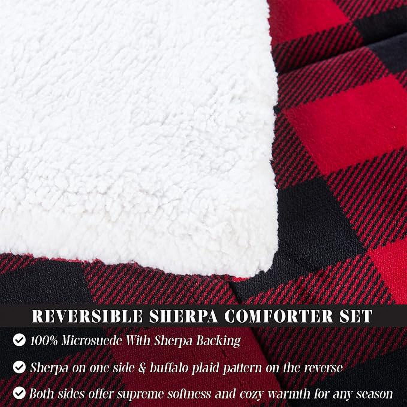 Elegant Comfort Reversible Checkered Queen Comforter Set Burgundy/Black