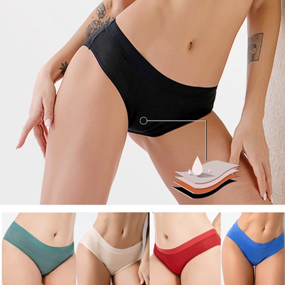 Plus Size Period Underwear for Women Leak Proof Period Thongs,Heavy Flow Absorbent Menstrual