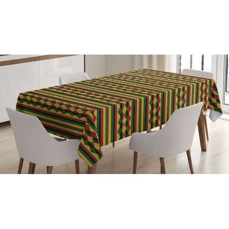 

Kente Pattern Tablecloth Traditional Pattern in Lively Colors Indigenous Culture Folklore Rectangle Satin Table Cover Accent for Dining Room and Kitchen 52 X 70 Multicolor by Ambesonne