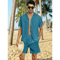thumbnail image 6 of Aiyino Men's 2 Pieces Shirt Set Short Sleeve Button Down Casual Hippie Holiday Beach T-Shirts Shorts Outfits, 6 of 7