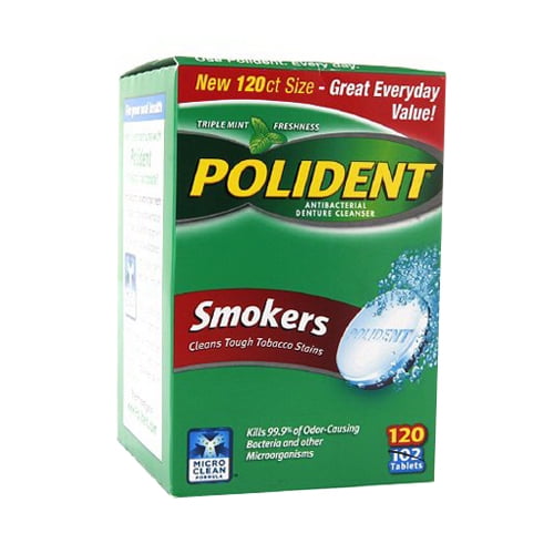 Polident Smokers Denture Cleanser 120 Ea, 2 Pack