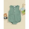 thumbnail image 2 of Suealasg Baby Girls Boys Bodysuit Newborn Tank Romper Sleeveless Button Down Solid Color Jumpsuit Infant Summer Clothes for Boys Girls, 2 of 8