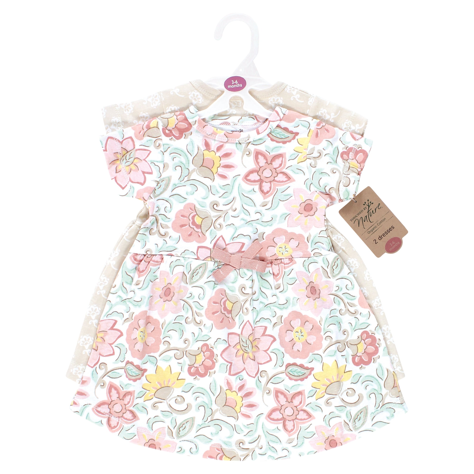 Touched by Nature Girls Organic Cotton Short-Sleeve Dresses, Traditional Floral, 12-18 Months